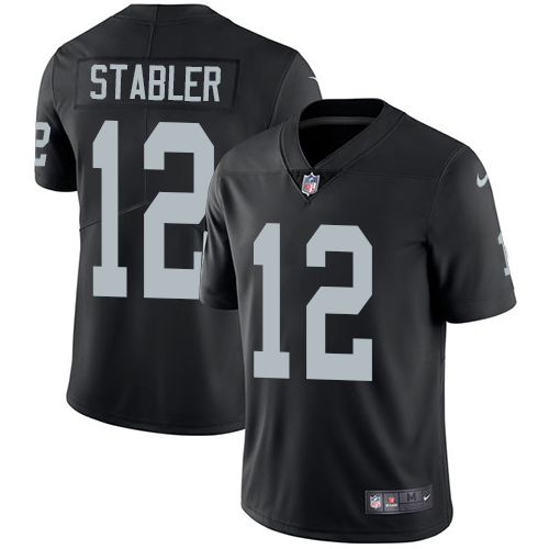 Nike Raiders #12 Kenny Stabler Black Team Color Men's Stitched NFL Vapor Untouchable Limited Jersey - Click Image to Close
